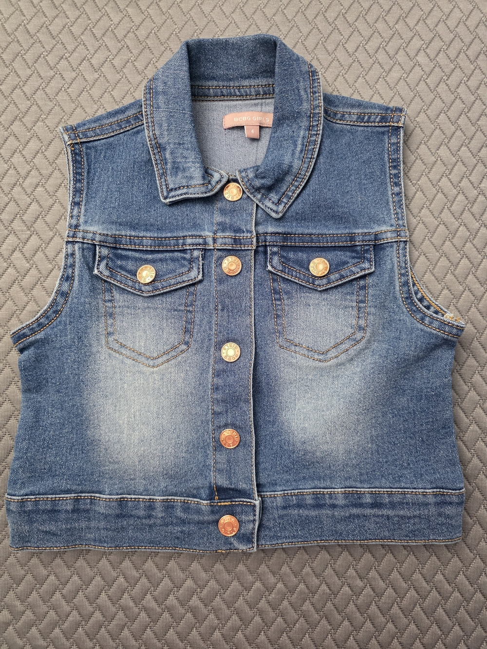 Denim Button-Up Sleeveless Vest - Blue